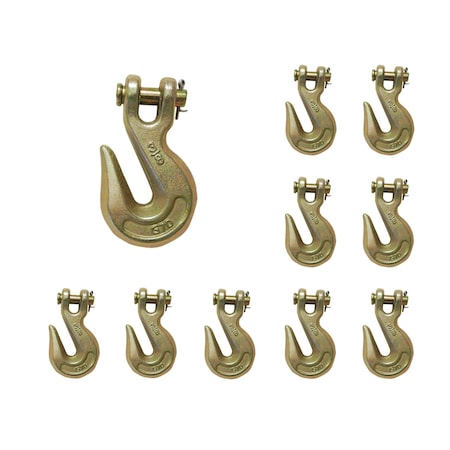 Tie 4 Safe G70 3/8" Clevis Grab Hooks Tow Chain Hook Flatbed Truck Trailer Tie Down, 10PK FH406-38-10